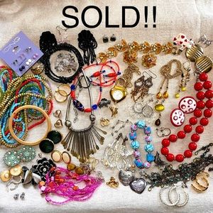 Vintage Mixed Jewelry Lot #4, 59 Pieces All Wearable, Perfect Reseller Lot